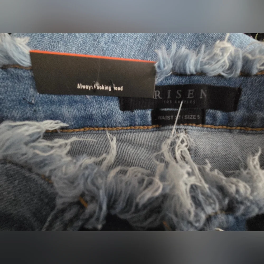 NWT Risen Raw Edge Waist W Frayed Hem Flare Jeans 27/5 - Picture 11 of 13